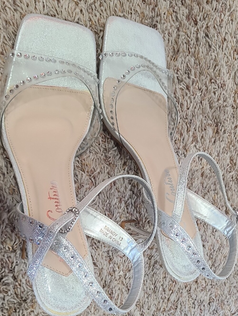 Elegant Women's Silver Jeweled Ankle-Strap Heels - Picture 6 of 6